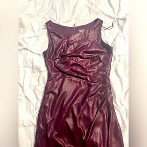 Purple Vince Camuto dress with overlay detail at the bust. Professional/cocktail